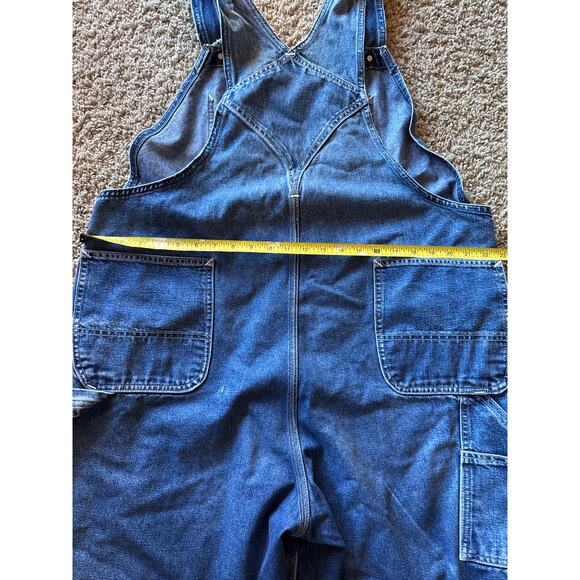 Vintage Roebucks Faded Medium Wash Denim Baggy Carpenter Overalls Size 44 XL - Picture 7 of 8